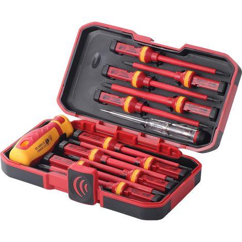 13 Pièces Tournevis Electricien, 1000 V Tournevis Isolant Magnétique Tournevis Plat Cruciforme Torx, Aimanté Tournevis Electricien Isolé avec Poignée (1/5)