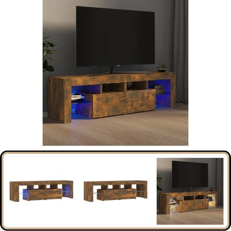 Meuble TV avec lumières LED Chêne fumé 140x36,5x40 cm - Meuble Tv - Meuble Tv Led - Meuble Tv Avec Éclairage - Meuble Tv Design - Meuble Tv Moderne (1/5)