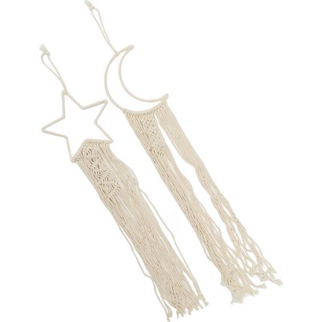 Décoration murale en macramé, tricotée à la main avec du fil de coton résistant et durable. Décoration murale simple et élégante pour le bureau ou la maison. (1/5)