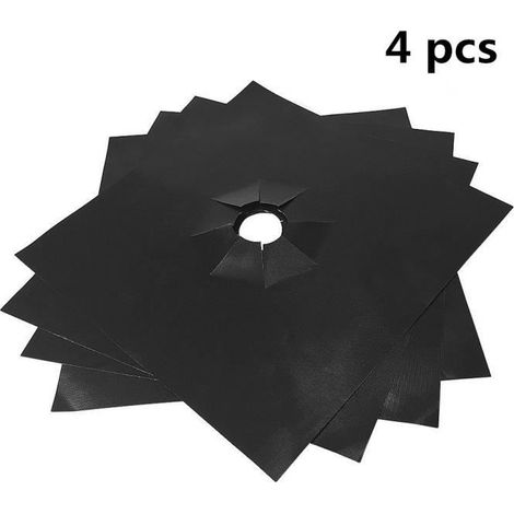 4 feuilles de protection pour brûleurs gaz, fibre de verre anti-adhésive, pré-découpées, 270 x 270 mm, cuisinière domestique