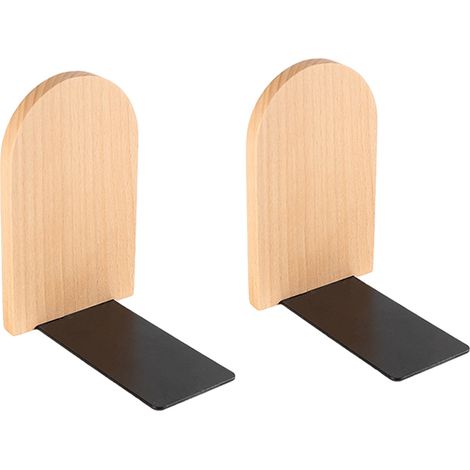 2 Serre-livres en bois, hêtre massif, patins antidérapants, pour bureau, école, bibliothèque (1/5)