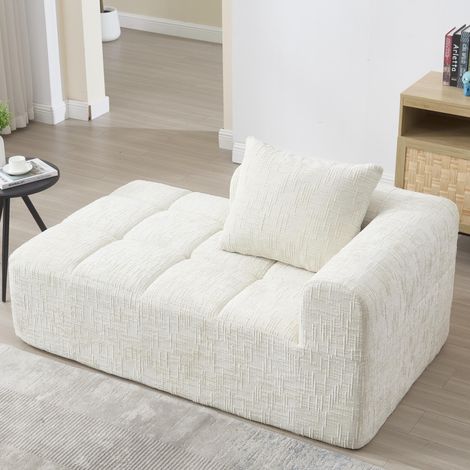 Divano chaise longue con tasche laterali in chenille OKMYHOME (1/5)
