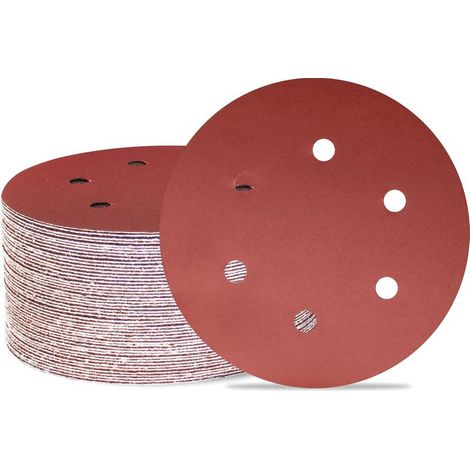 Lot de 50 disques de ponçage 150 mm 6 trous Grain 1000 Papier abrasif Orbital aléatoire pour travail du bois, automobile, métal (1/5)