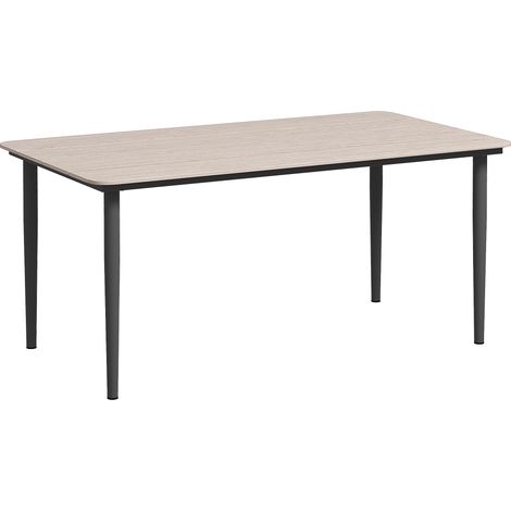 Garden Table, Outdoor Dining Table for 6 People, 160 x 90 x 74 cm, with Rust Resistant Metal Frame, WPC Top, for Balcony, Terrace, Light Grey (1/5)