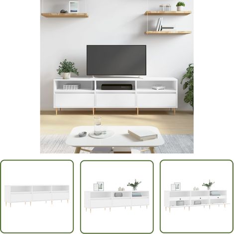 The Living Store TV-Schrank Weiß 150x30x44,5 cm Holzwerkstoff - TV Schrank - Fernsehtisch - Regal - Aufbewahrung - Weiß (1/5)
