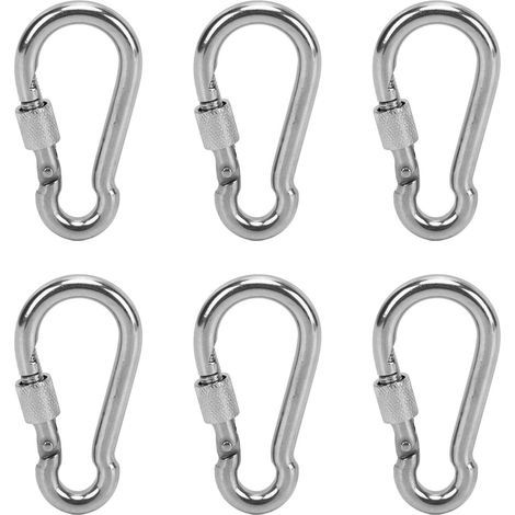 6 Crochets à Ressort en Acier Inoxydable 8MM - Grande Capacité de Charge pour Camping et Randonnée (1/5)