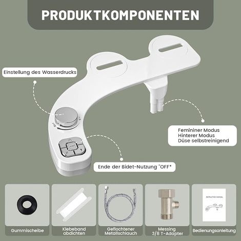 Bidet Toilet Japanese Bidet Sprayer Bidet Toilet Seat Kit with Double Retractable Nozzles (1/4)