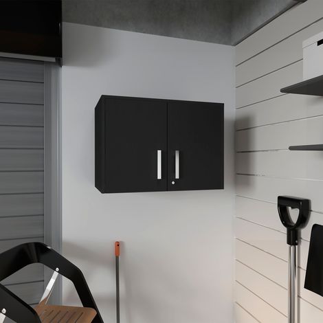 Mueble despensa Cyrus en melamina con 3 estantes - Negro (1/5)