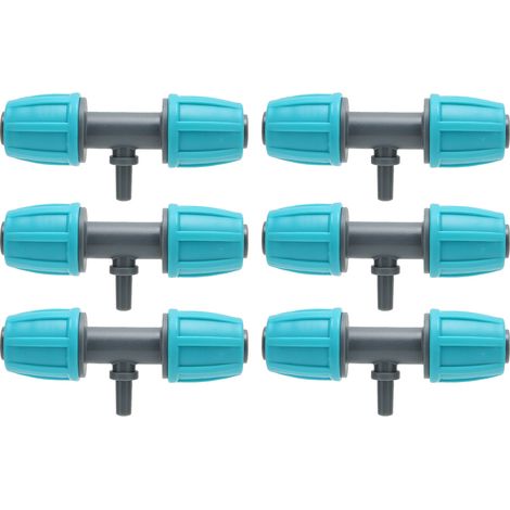 Lot de 10 raccords en T à barbes de 16 mm à 4/7 pour tuyau d'irrigation, destinés à l'aménagement de jardin ou de cour. (1/5)