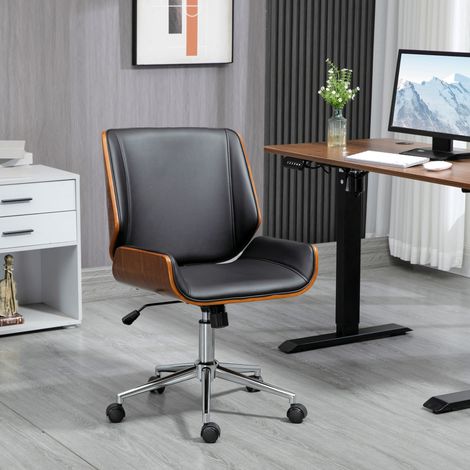 Sedia da ufficio 53x60x86-96 cm nera in similpelle con altezza regolabile e funzione basculante (1/5)