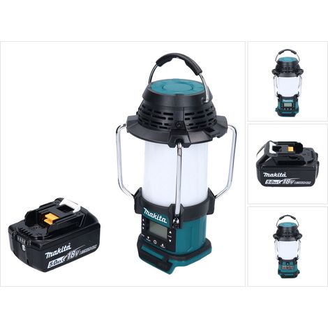 Makita DMR 055 T1 Akku Radio 18 V FM mit Laterne 360° Taschenlampe + 1x Akku 5,0 Ah - ohne Ladegerät