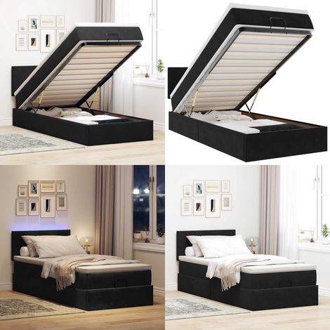 vidaXL Ottoman-Bett mit Matratze & LEDs Schwarz 90x190 cm Samt (1/5)