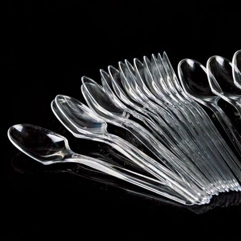 Cuillères Jetables Transparentes 100pcs Plastique Dur Idéal Dessert Apéritif Glace Yaourt Soupe Pratique Hygiénique (1/4)