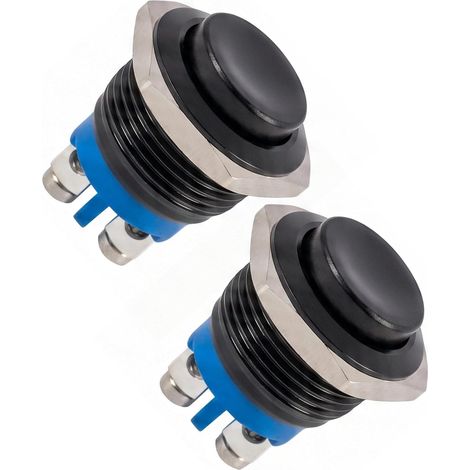 2 Pièces Bouton Poussoir 12V, Interrupteur Poussoir Étanche Métal Noir 16mm, Interrupteur Poussoir 2A Raccord à Vis Voiture Moto Bateau Projets DIY Domotique Électronique Commande Temporaire Durable (1/5)