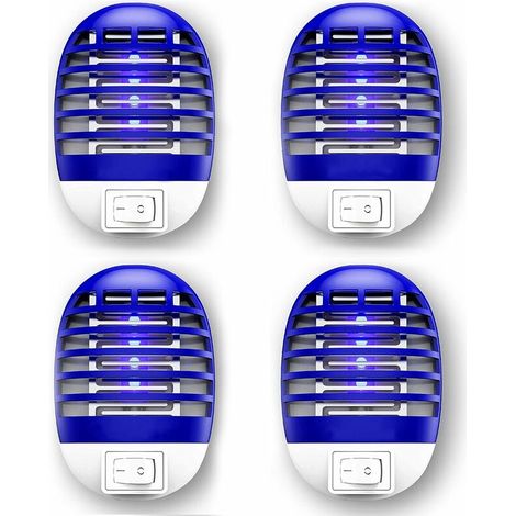Lámpara antimosquitos, paquete de 4, lámpara eléctrica ultravioleta para matar mosquitos, matamoscas para interiores, lámpara eléctrica para matar insectos con luz nocturna para insectos
