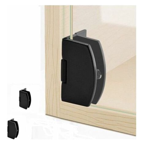 Lot de 4 charnières de porte en verre noir – Pour verre 5-8 mm – Dimensions 47 x 28 mm – Résistantes à l'usure et à la corrosion (1/5)