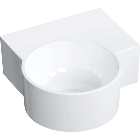 OMNIRES Ovo M+ - Lavabo 34 x 35 cm, sans trop-plein, sans trou pour robinetterie, à droite, blanc OVO335UWPBP (1/5)