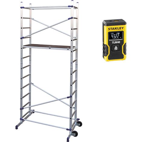 Trabattello domestico - 1 piano - Altezza di lavoro max 4.36m + Telemetro laser STANLEY - PN/CLI-LASER (1/5)