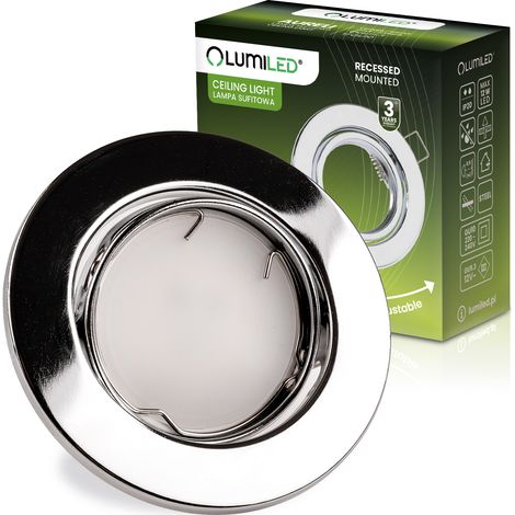 Luminaria halógena empotrable, móvil, redonda, AURELI, cromada, chapa metálica, MR16, GU10