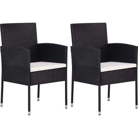 vidaXL Sedie da Giardino con Cuscini Bianco Crema 2pz Nere (1/5)