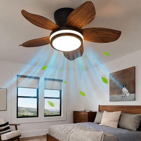 Ventilador de techo moderno con iluminación LED y mando a distancia, 65 cm, brillo regulable, LED tricolor, color madera de nogal, 220 V. (1/5)