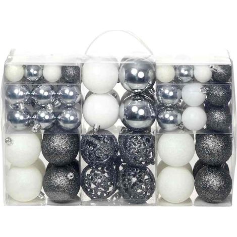 vidaXL Lote de bolas de Navidad 100 unidades blanco/gris 3/4/6 cm (1/5)