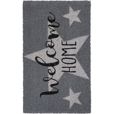 Paillasson coco gris antidérapant welcome home - 75 x 45 cm (1/5)