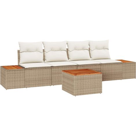 Garden Sofa Set with Cushion 5 pcs Beige Poly rattan vidaXL (1/5)