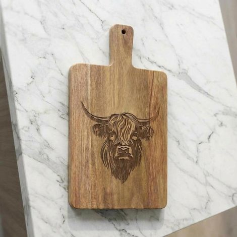 Highland Cow Wooden Cutting Board (1/4)