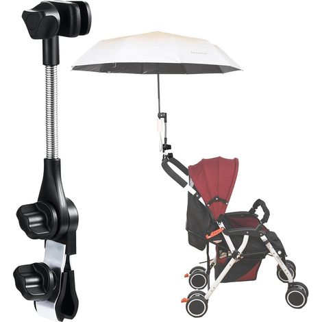 Porte-parapluie réglable support de parapluie accessoire universel pour déambulateur, poussette, chaise de plage, chaise de camping, scooter, vélo, fauteuil roulant (1/5)
