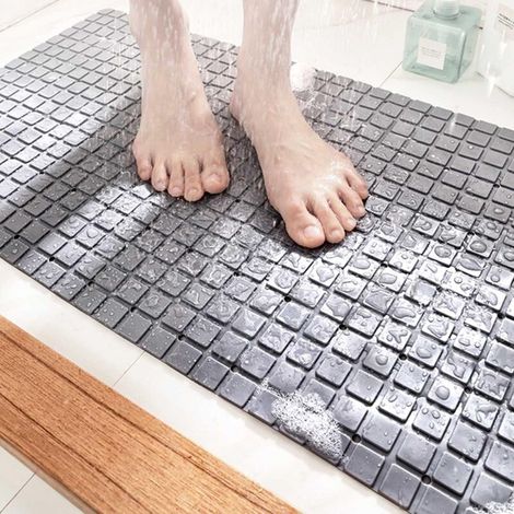 Non-slip shower mat (grey), 70x40 cm, with strong suction cups, suitable for smooth floors and bathtubs, microfiber material, quick drying, durable non-slip design