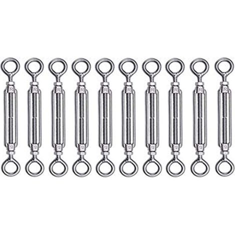 Lot de 10 tendeurs câble en acier inoxydable, réglables, pour jardin, linge, clôture et grilles (1/5)