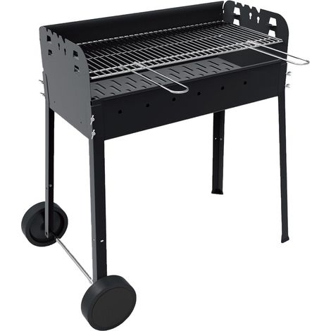 MAX Barbecue a Carbonella e Legna GRANDE GRIGLIA di Cottura 75x37 cm Braciere Doppio con Ruote Acciaio QUALITA' E STILE Made in Italy per grigliare carne pesce arrostire verdure in Giardino Terrazzo (1/5)