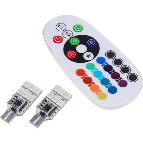 2x RGB LED T10 168 194 2825 W5W Map Dome Intérieur 16 Couleurs Ampoules Télécommande (1/5)