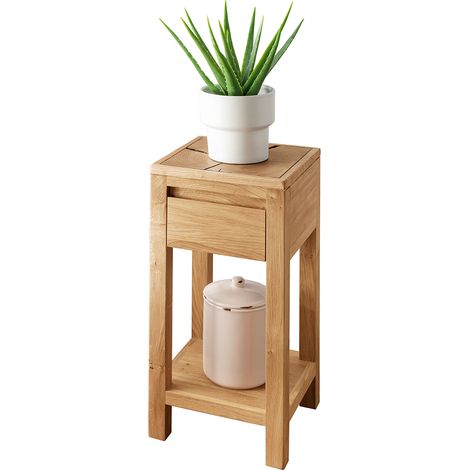 Beistelltisch B/H/T ca. 30/60/30 cm modern in Eiche massiv geölt mit Hirnholz KIMBERLEY-69 (1/4)