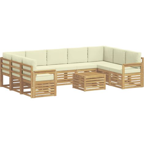 Set di divani da esterno 10 pz Bianco e Crema Poliestere vidaXL (1/5)