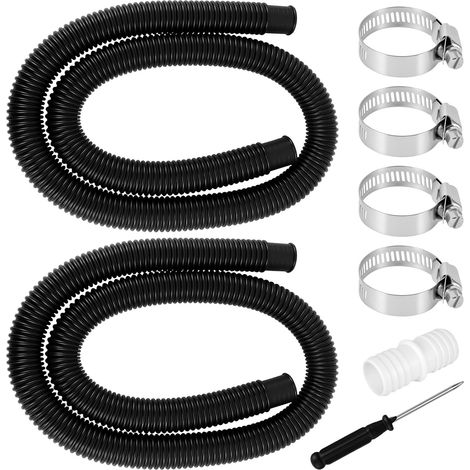 Lot De 2 Tuyaux De Piscine 32 Mm, 1,5 M, Pour Pompe De Piscine, Avec 4 Clips De Sécurité Et 1 Raccord De Tuyau, Tuyau De Piscine Pour Pompe à Filtre Et Piscine (Noir) (1/5)