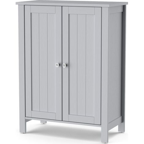 Bathroom Floor Storage Cabinet Free Standing Storage Organizer with Double Door (1/5)