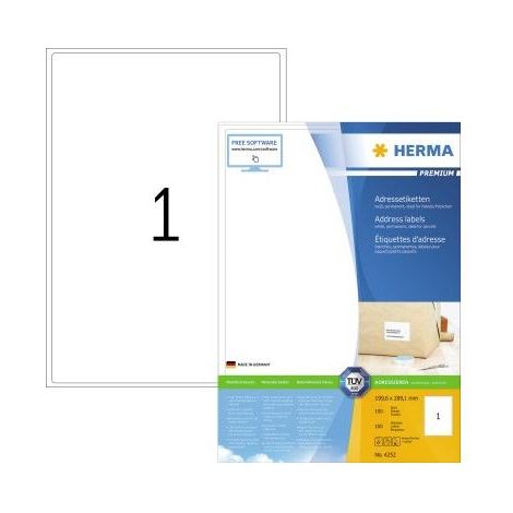HERMA Adressetiketten A4 weiß 199,6x289,1 mm Papier 100 St. (4252) (1/5)