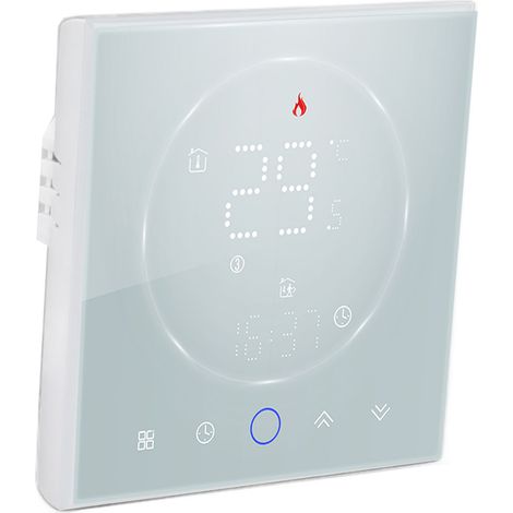 Thermostat intelligent encastrable sans fil programmable de 13 mm avec écran LED pour le contrôle du chauffage de l'eau, idéal pour la maison, le salon ou le bureau (AC95-240V, blanc).