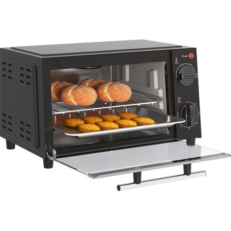 Mini-four 9L température et temps réglables grille plaque cuisson noir