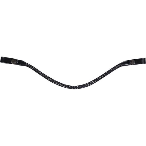Pony, nero: Frontalino a U in pelle modello Ella con fine pietre decorative