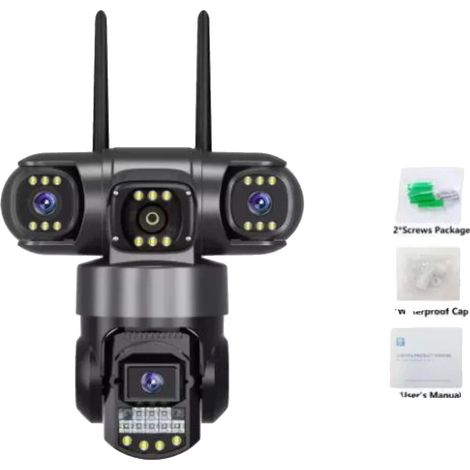 Caméra de sécurité, Tri-objectif, Vision nocturne en couleur complète, 256 Go WIFI noir UE (1/2)