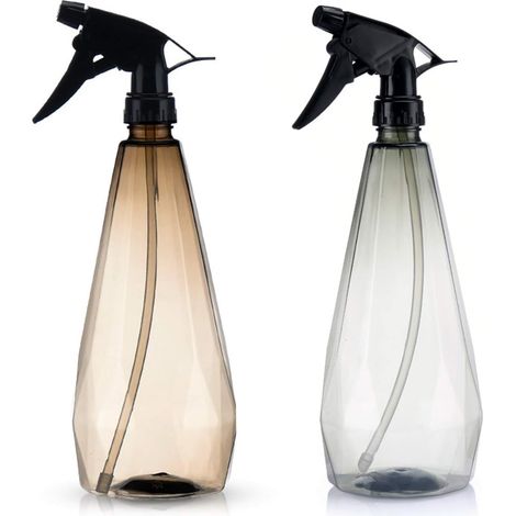 Flacons pulvérisateurs de 500 ml, 2 unités, pulvérisateur à gâchette avec buse réglable, contenant du liquide pour les cheveux et le jardin (gris, marron) + (1/3)