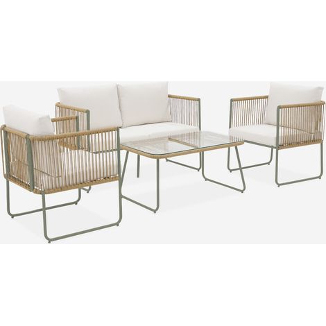 Conjunto de muebles de jardín, ratán y acero de 4 plazas (1/5)