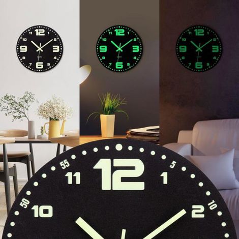 Horloge Murale - 30 cm - Numérique - Silencieuse - Bois D'ingénierie - Noir - 1 Pièce (1/5)