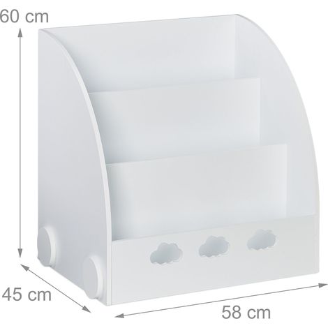 Estantería de almacenamiento para libros infantiles altura ajustada 80 x 30 x 60 cm de MDF blanco 130011796 (1/3)