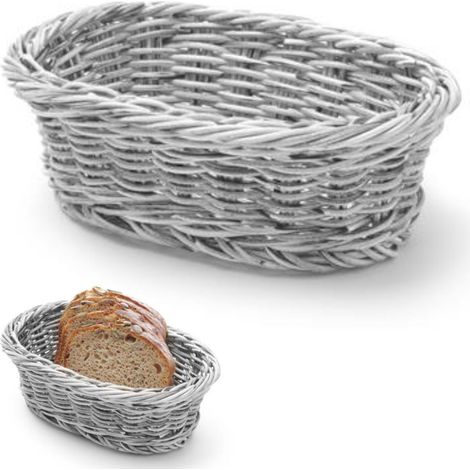 Cesta de pan ovalada de polipropileno, gris, 190x120x60 mm - Hendi 426760 (1/4)