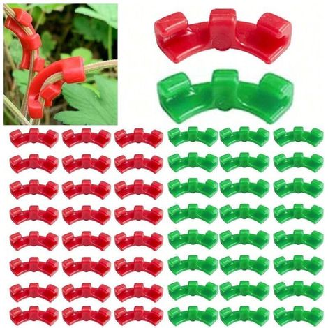 Plant clips, 50 pieces, plant support clips, 90-degree tomato clips to bend plant branches and change the direction of their growth (30 red and 20 green) (1/4)