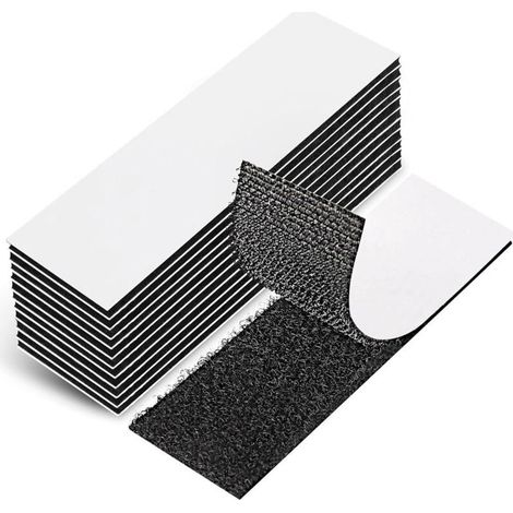 12 Pièces Scratch Autocollant Double Face, 3 x 10cm Puissant Scotch Scratch pour La Maison Et Le Bureau Noir Amovible et Réutilisable Bande Scratch Adhésive (1/5)